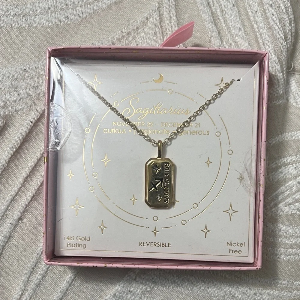 NEW Gold Sagittarius Zodiac Necklace - Picture 1 of 3